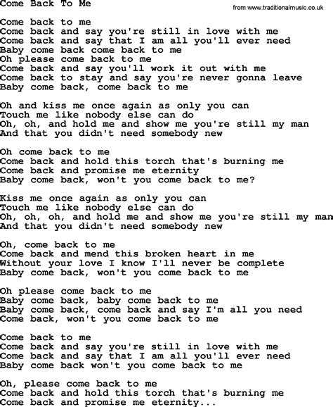 come back home to me lyrics